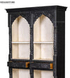 Black Rustic Solid wood HandCarved Bookshelf with Storage - D'DASS Store