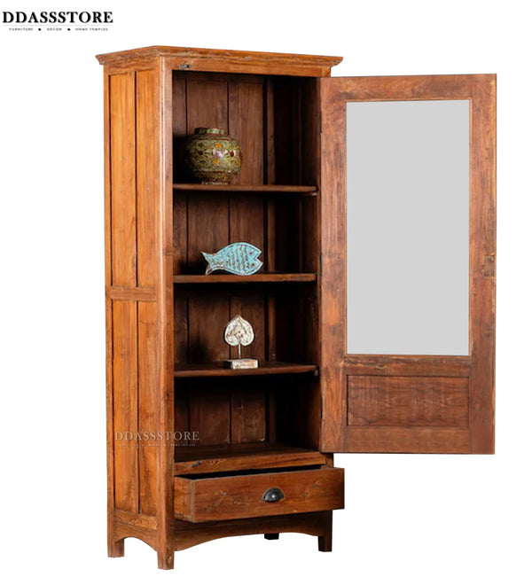 Natural Rustic Solid wood HandCarved Crockery unit for Kitchen - D'DASS Store