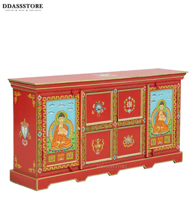 Red Wooden HandPainted Side & Console Table - D'DASS Store