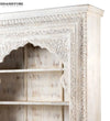 White Rustic Solid wood HandCarved Bookshelf with Storage - D'DASS Store