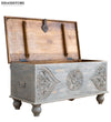 Rustic GreySolid wood HandCarved Decorative Wooden Trunk & Storage Box