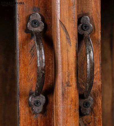 Dark Rustic Solid wood HandCarved Bookshelf with Storage - D'DASS Store
