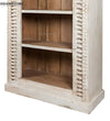 White Rustic Solid wood HandCarved Bookshelf with Storage