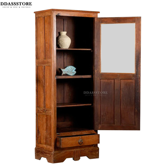 Natural Rustic Solid wood HandCarved Crockery unit for Kitchen - D'DASS Store