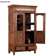 Walnut Rustic Solid wood HandCarved Bookshelf with Storage