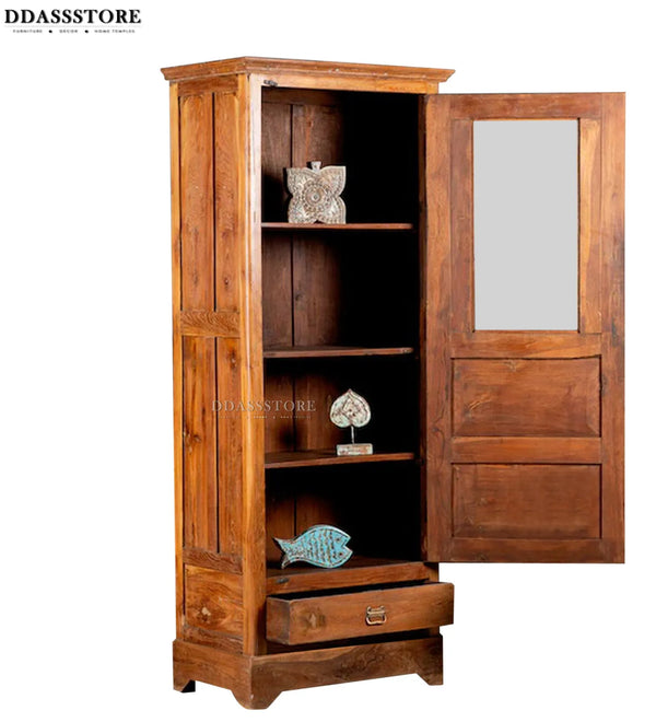 Natural Rustic Solid wood HandCarved Crockery unit for Kitchen - D'DASS Store