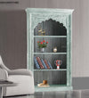 Green Rustic Solid wood HandCarved Bookshelf with Storage