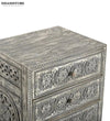 Rustic Grey Solid wood HandCarved Bedside Table for Bed - D'DASS Store