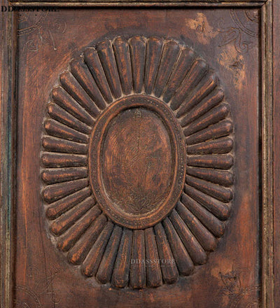 Walnut Rustic Solid wood HandCarved Bookshelf with Storage - D'DASS Store
