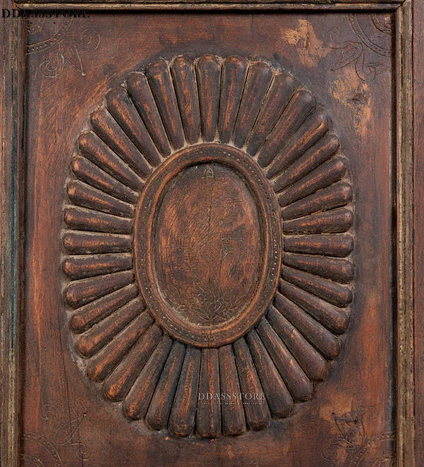 Walnut Rustic Solid wood HandCarved Bookshelf with Storage - D'DASS Store