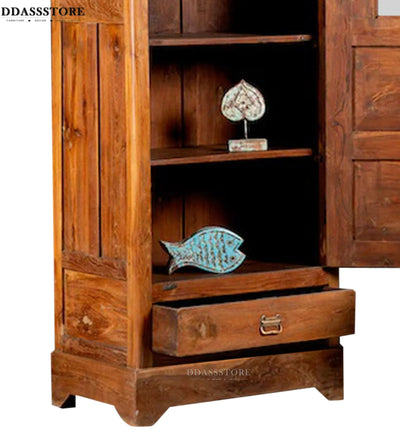 Natural Rustic Solid wood HandCarved Crockery unit for Kitchen - D'DASS Store