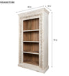 White Rustic Solid wood HandCarved Bookshelf with Storage