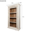 White Rustic Solid wood HandCarved Bookshelf with Storage - D'DASS Store
