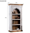 White Rustic Solid wood HandCarved Bookshelf with Storage - D'DASS Store
