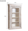 White Rustic Solid wood HandCarved Bookshelf with Storage