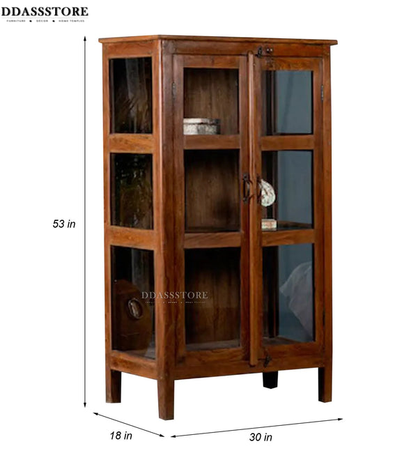 Natural Rustic Solid wood HandCarved Crockery unit for Kitchen - D'DASS Store