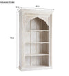 White Rustic Solid wood HandCarved Bookshelf with Storage - D'DASS Store