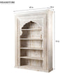 White Rustic Solid wood HandCarved Bookshelf with Storage