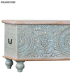 Rustic Blue Solid wood HandCarved Decorative Wooden Trunk & Storage Box