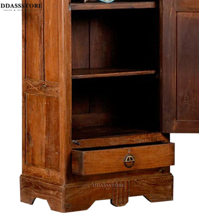 Natural Rustic Solid wood HandCarved Crockery unit for Kitchen - D'DASS Store