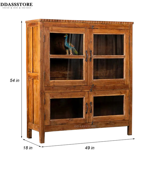 Honey Rustic Solid wood HandCarved Crockery unit for Kitchen - D'DASS Store