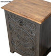 Distressed Grey Solid wood HandCarved Bedside Table for Bed - D'DASS Store