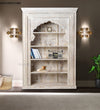 White Rustic Solid wood HandCarved Bookshelf with Storage