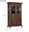 Walnut Rustic Solid wood HandCarved Bookshelf with Storage