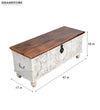 Rustic White Solid wood HandCarved Decorative Wooden Trunk & Storage Box