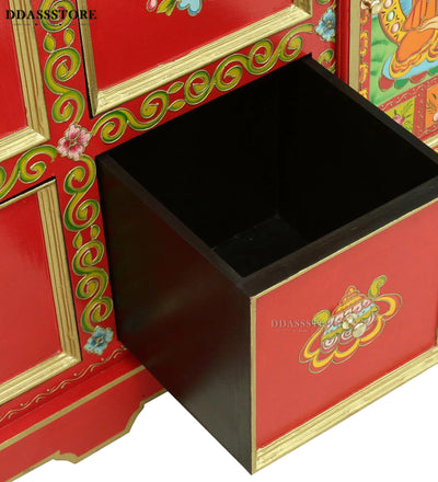 Red Wooden HandPainted Side & Console Table - D'DASS Store
