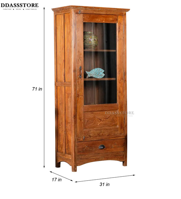 Honey Rustic Solid wood HandCarved Bookshelf with Storage - D'DASS Store