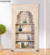 White Rustic Solid wood HandCarved Bookshelf with Storage