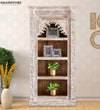 White Rustic Solid wood HandCarved Bookshelf with Storage