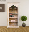 White Rustic Solid wood HandCarved Bookshelf with Storage