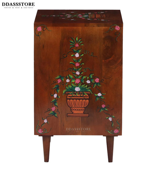 Multicolor Handpainted Solid wood HandCarved Bedside Table for Bed - D'DASS Store