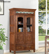 Walnut Rustic Solid wood HandCarved Bookshelf with Storage