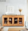 Natural Rustic Solid wood HandCarved Bookshelf with Storage