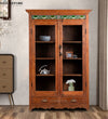 Natural Rustic Solid wood HandCarved Bookshelf with Storage