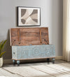 Rustic Blue Solid wood HandCarved Decorative Wooden Trunk & Storage Box