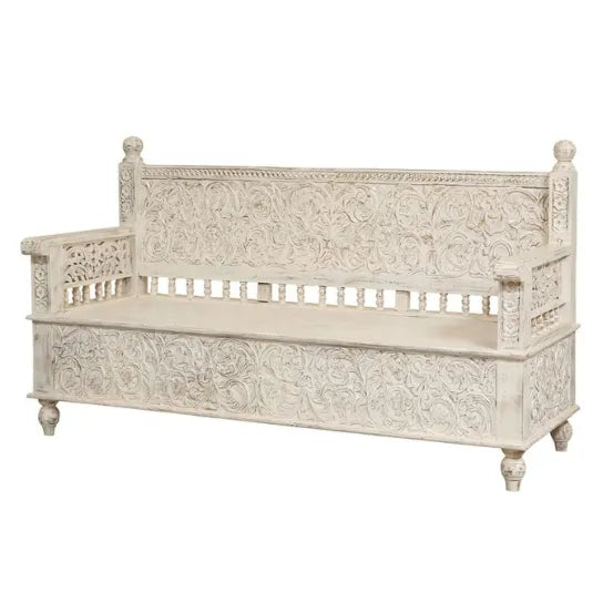 Natural Solid wood Handcarved Sofa Chair for Living Room - D'DASS Store