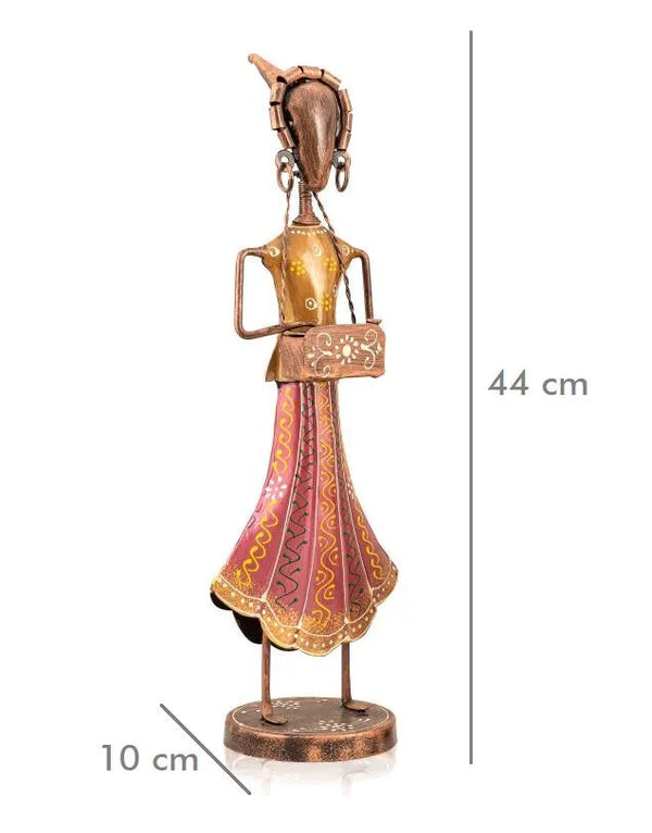 Multicolour Iron Kirtan Lady Set of 3 For Table Decor | Indian art - D'DASS Store