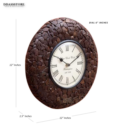 12" Decorative Ethnic Antique Wooden Wall Clock for Home | Retirement Gift - D'DASS Store