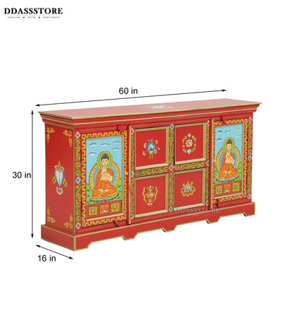 Red Wooden HandPainted Side & Console Table - D'DASS Store
