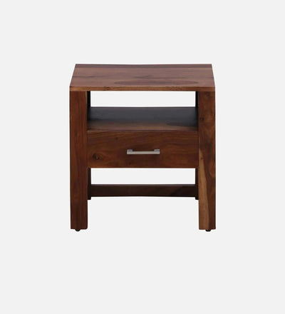 Shadow Nest Wood Bedside Table In Scratch Resistant Rustic Teak Finish With Drawer - D'DASS Store
