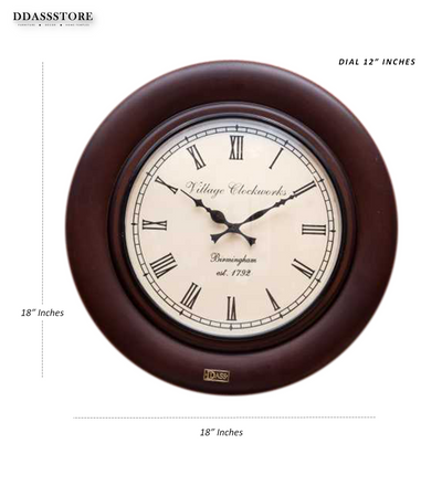 12" Decorative Ethnic Antique Wooden Wall Clock for Home | Rakshabandhan Gift - D'DASS Store