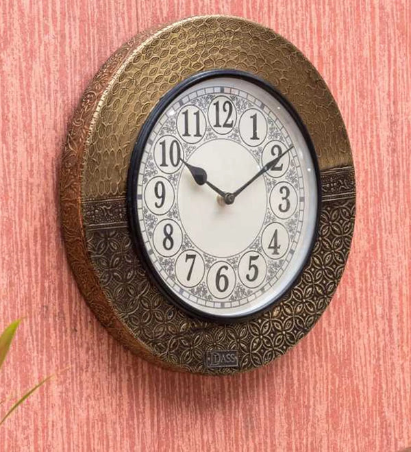 12" Decorative Ethnic Antique Brass Wall Clock for Home | Anniversary Gift - D'DASS Store