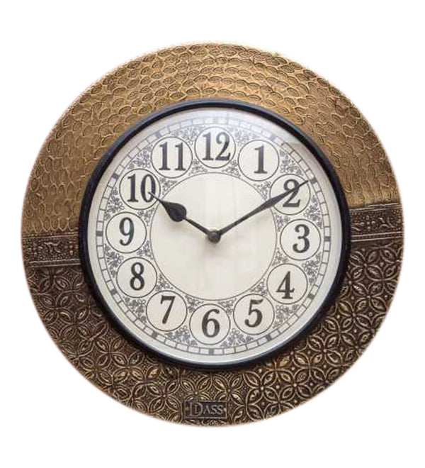 12" Decorative Ethnic Antique Brass Wall Clock for Home | Anniversary Gift - D'DASS Store