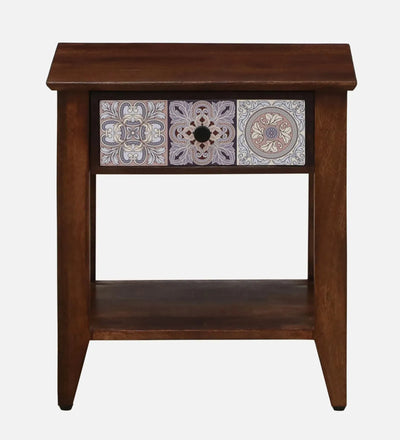 GlassHaven End Table In Tubbaq Finish With Drawer - D'DASS Store