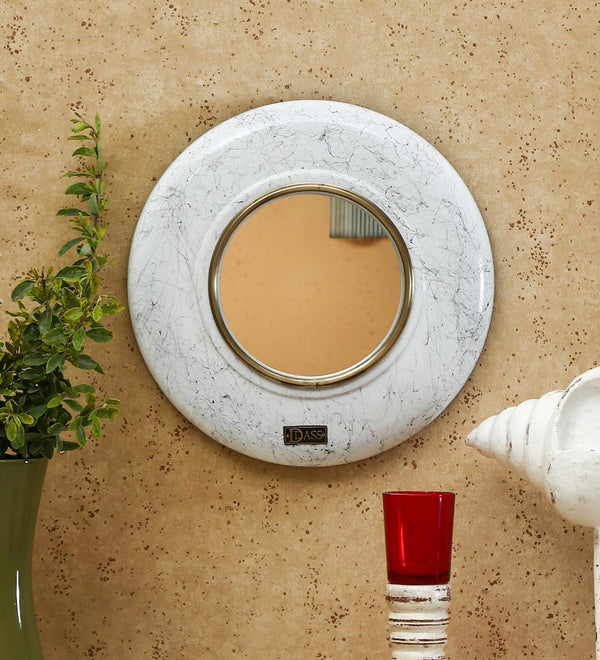 12" Classic Vintage Marble Finish Wall Mirror For Home Decor