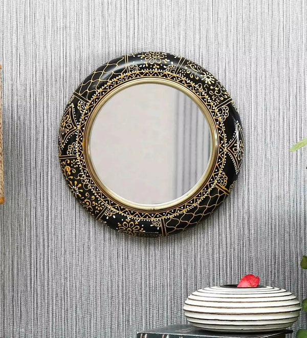 12" Classic Vintage Wooden Wall Mirror For Home Decor